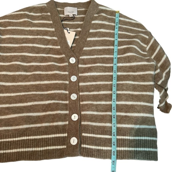 CINQ À SEPT Atlas Striped Wool Blend Cardigan Size Small Dark Oatmeal - Picture 10 of 12